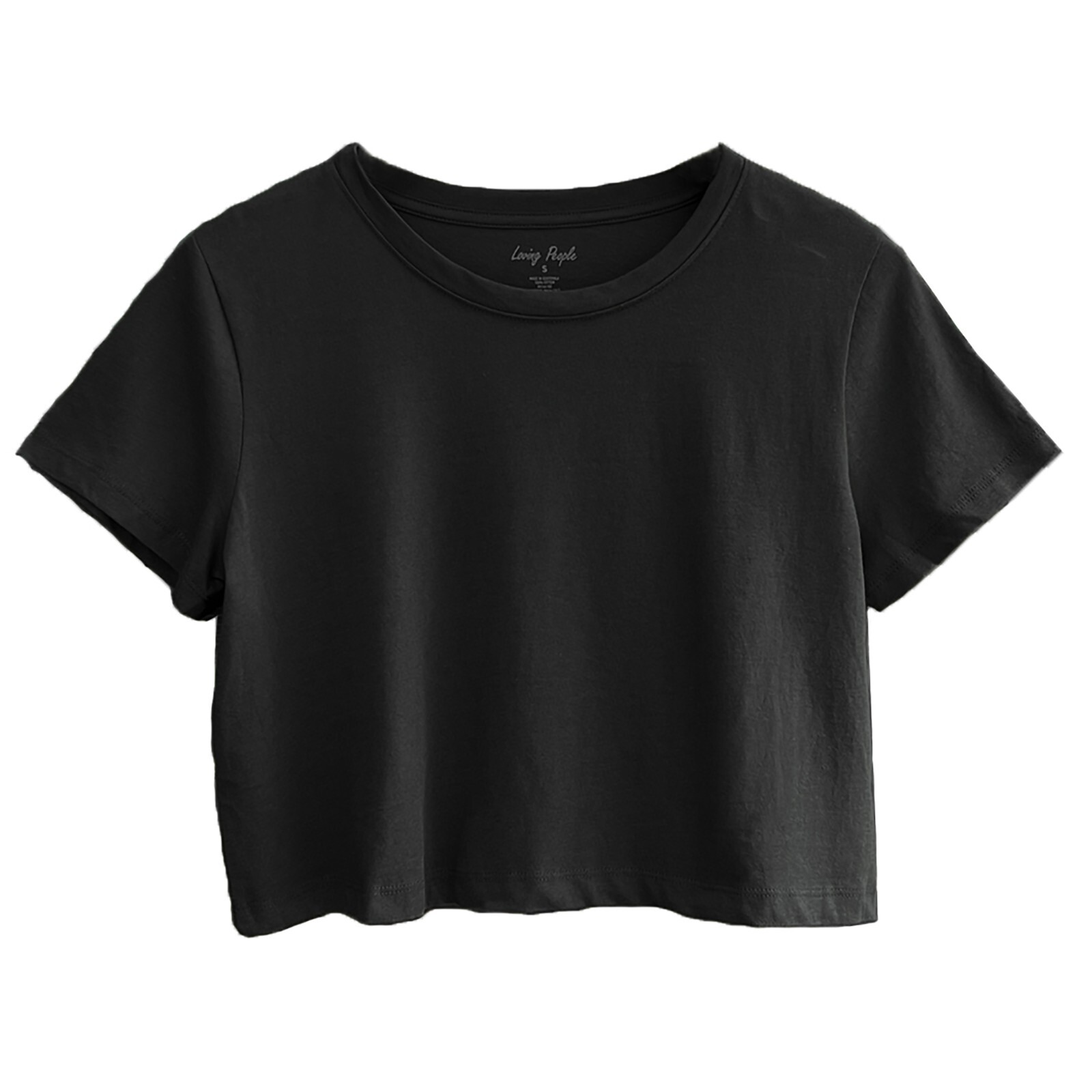 Women’s Loose Fit Crop Tops Round Neck Short Sleeve Casual 100% Cotton T-Shirts