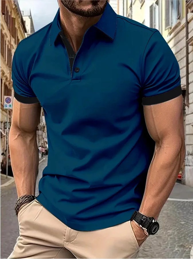 Men’s Short Sleeve Color Polo Shirt Casual Summer Wear T-shirt Beach Tee Gift