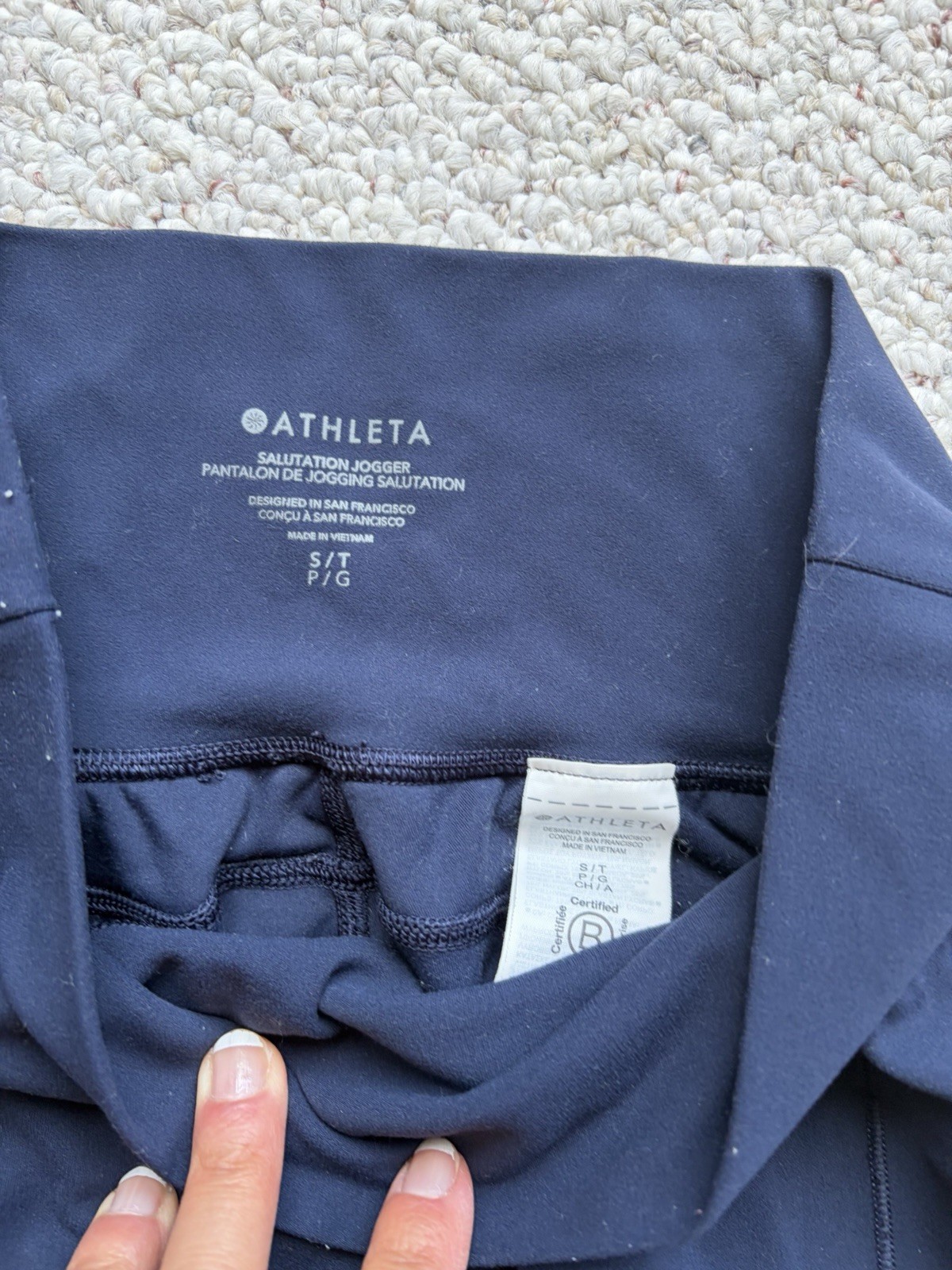 Athleta 531288 Womens Salutation Jogger Pant Sz ST Navy Blue Leisurewear Active