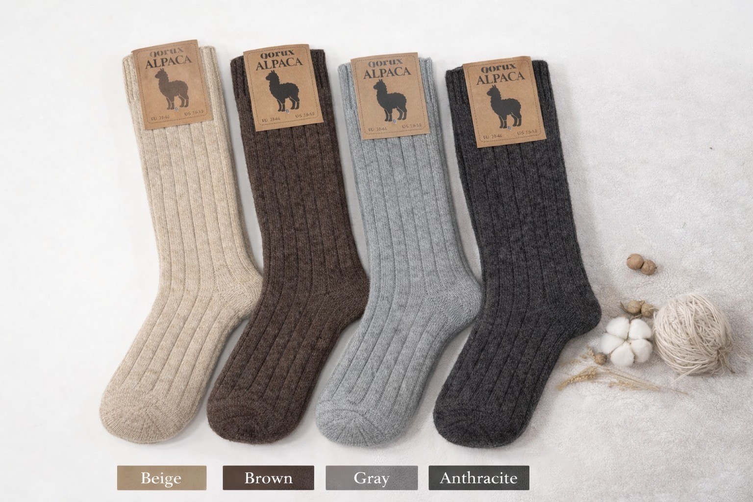 4 Pairs Alpaca Wool Thermal Nature Warm Winter Socks For Women & Men