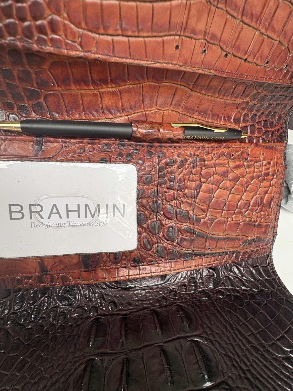 Brahmin Anywhere Convertible Melbourne Embossed Leather Satchel-Matching Wallet