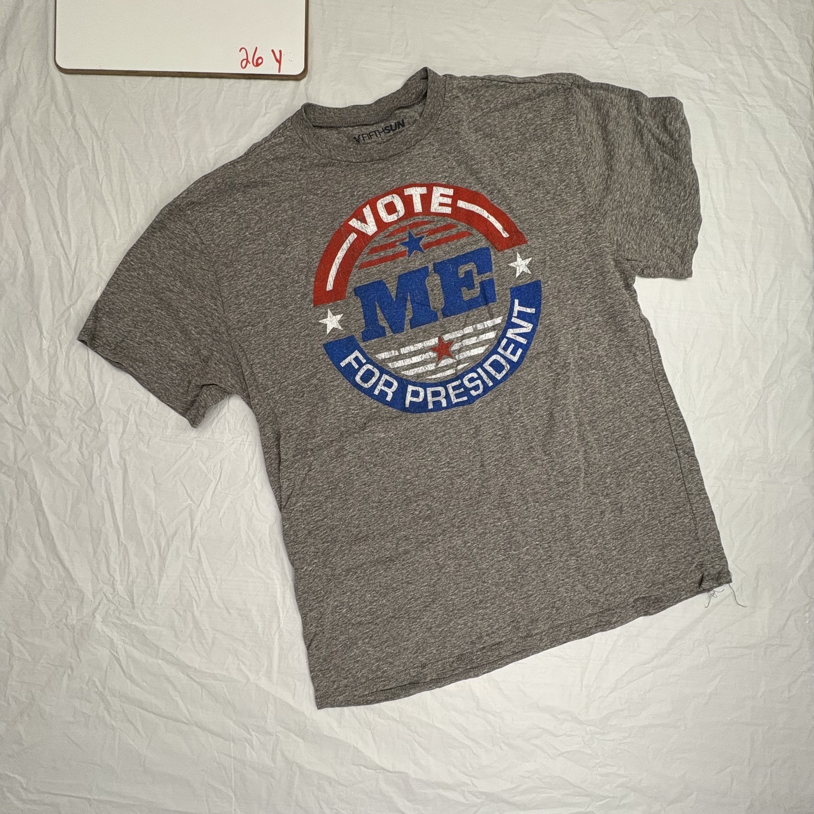 Fifth Sun Mens gray tshirt Vote Me For President size Large