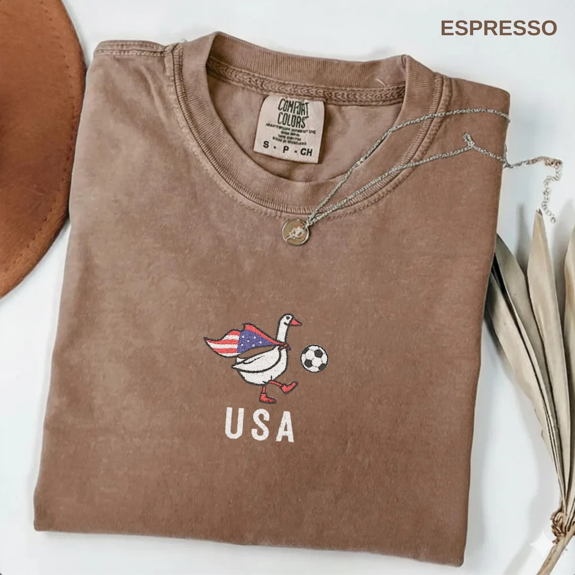 USA Goose Soccer Shirt Patriotic American Flag Football Graphic Tee