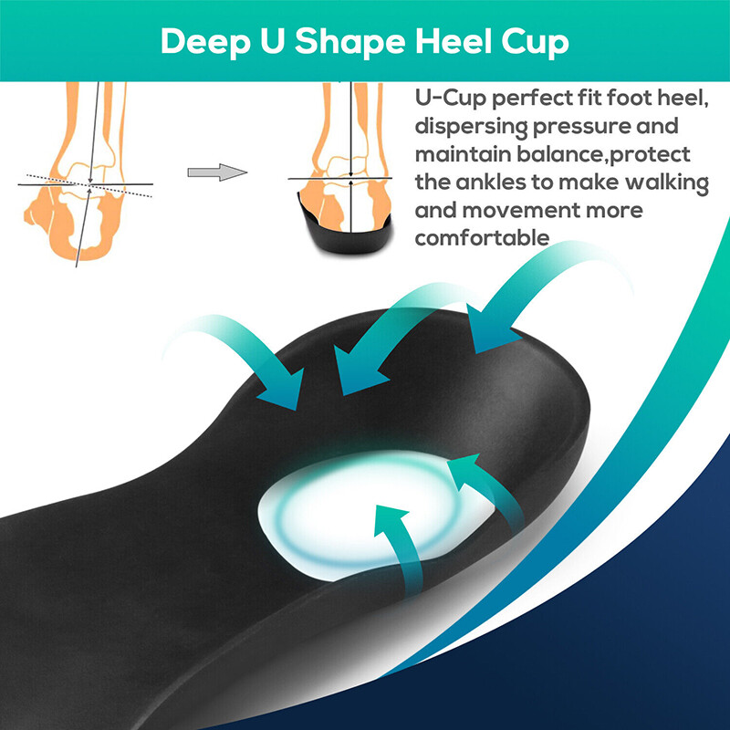 3/4 Orthotic Shoe Insoles Inserts Flat Feet High Arch Support Plantar Fasciitis