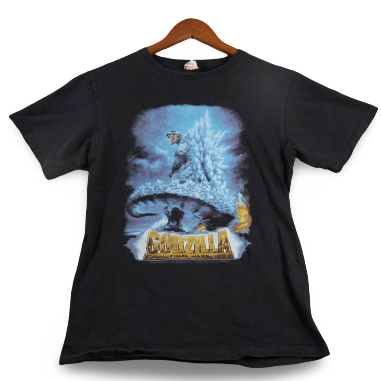 Godzilla Final Wars 2004 Movie Promo Anvil Black Graphic T-Shirt Mens Small Flaw