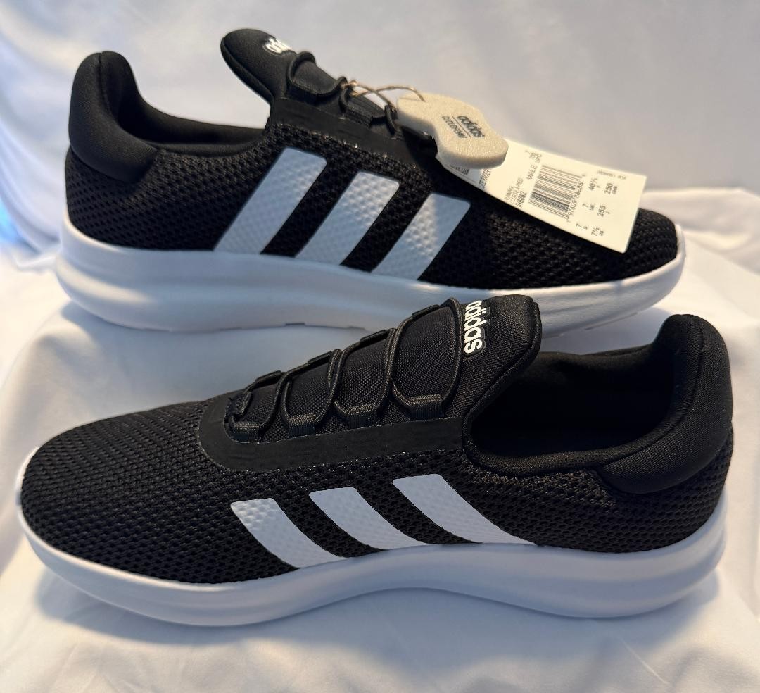 New Men’s Adidas 7.5 Lite Racer 4.0 Cloudfoam Comfort Running Shoes Black White
