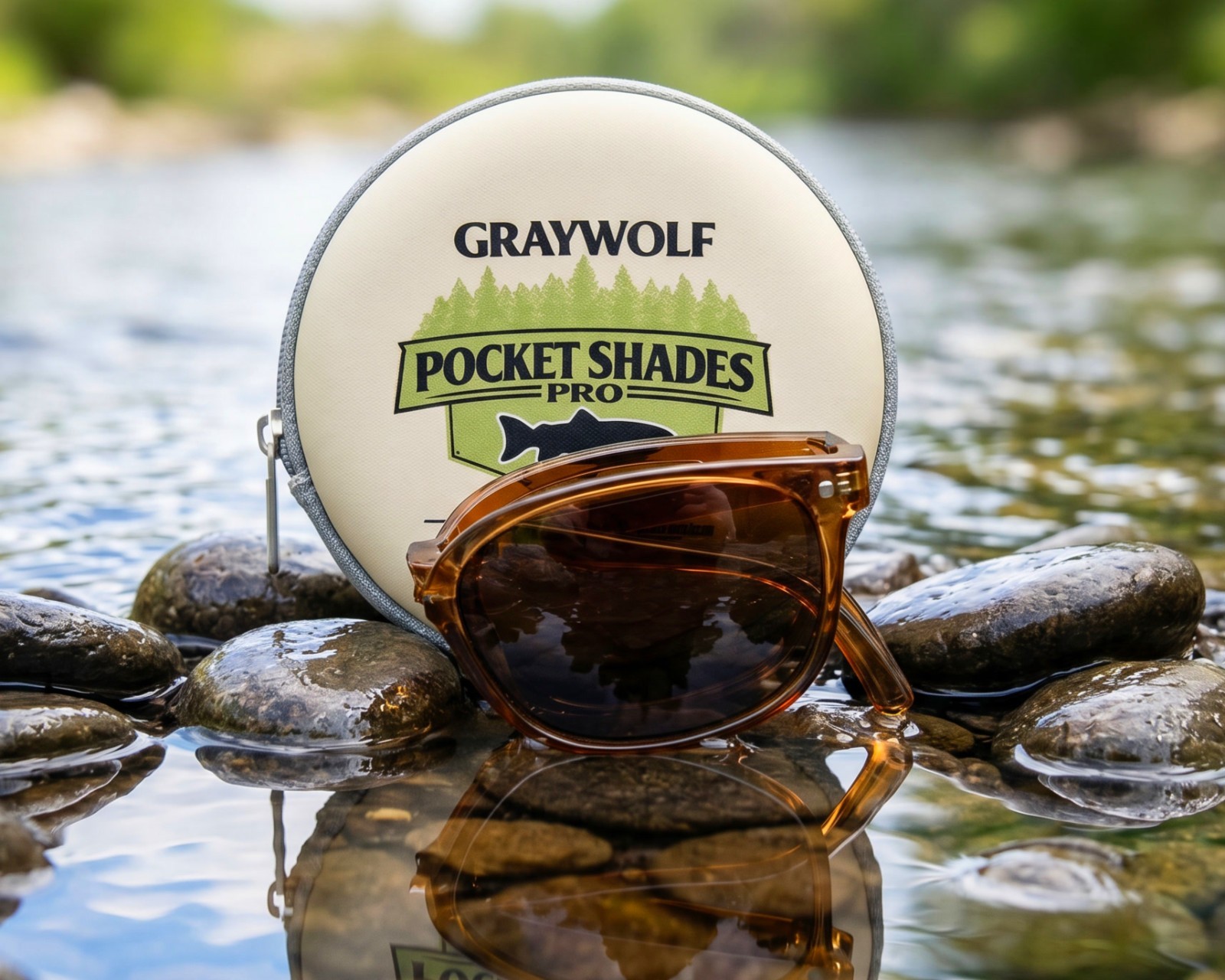 Graywolf Pocket Pro Folding Sunglasses Bronze Frame Amber Lens Polarized UV400