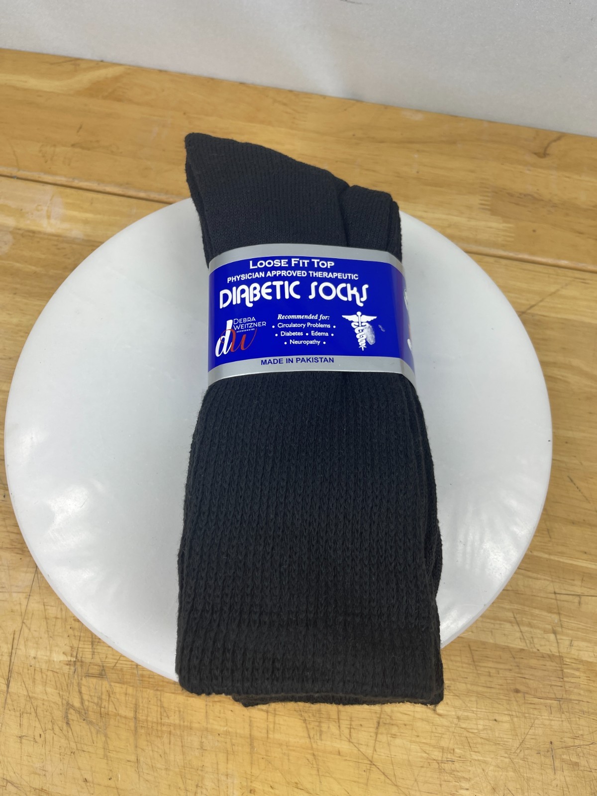 Mens Large 10-13 Black Diabetic Socks Loose Fit Therapeutic Crew 3 pair