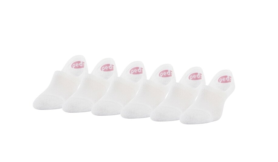 6 Pack Peds Womens No Show Liner Socks (Gel Tab) White YOU CHOOSE SIZE & CUT