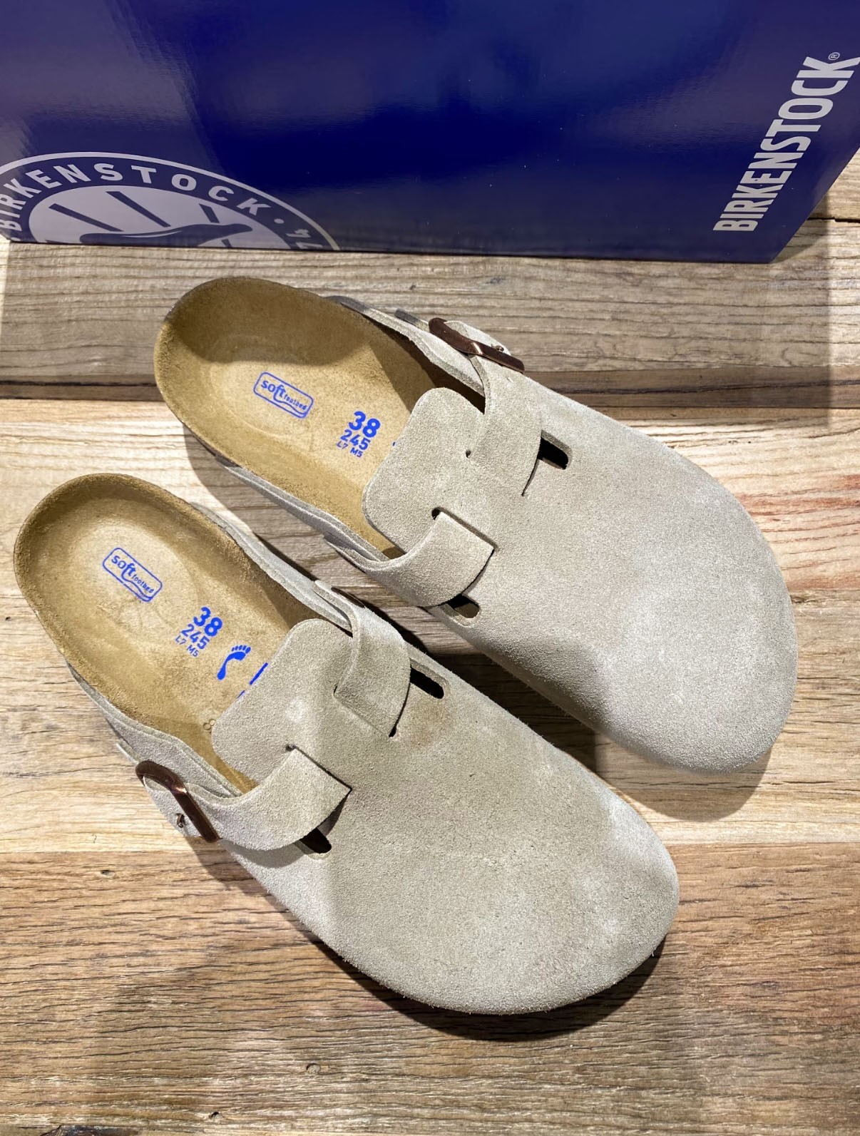Birkenstock Boston Clog Soft Footbed Suede Taupe Unisex Shoes New Size EU37-45