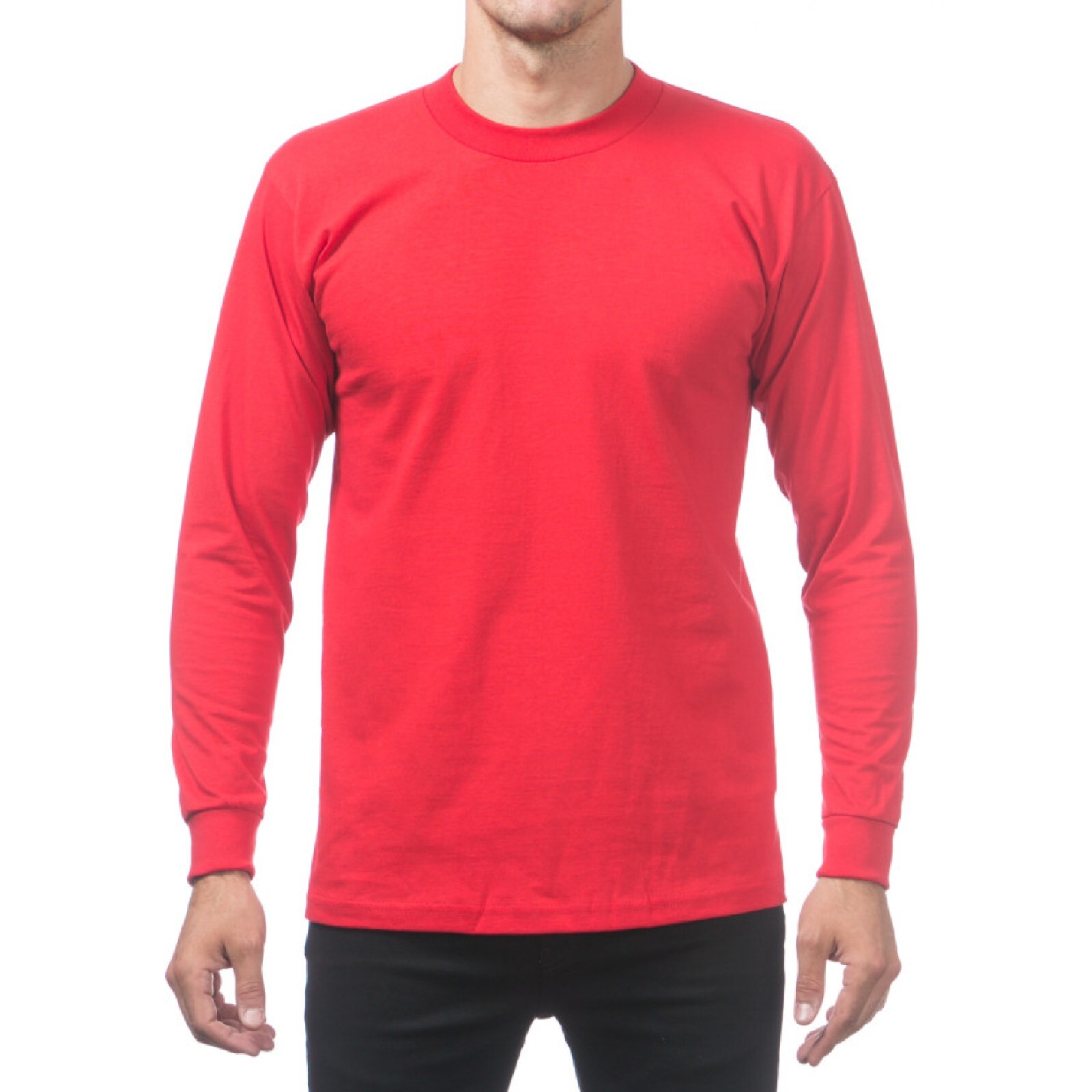 3 PACK PROCLUB MENS HEAVYWEIGHT LONG SLEEVE T SHIRTS PRO CLUB CASUAL COTTON TEE