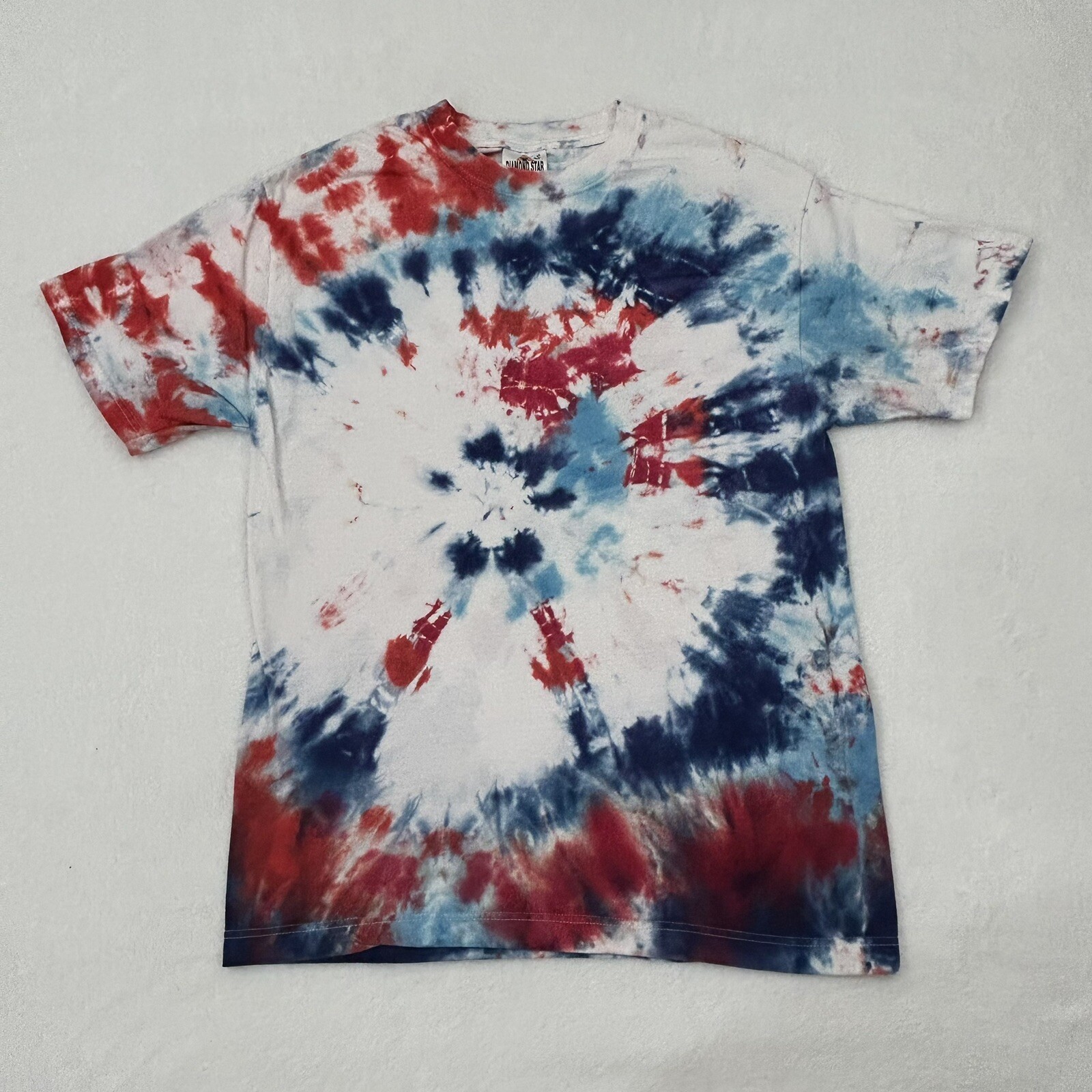 Vintage Diamond Star Red White & Blue Patriotic Tie Dye Tee Shirt Men’s size L