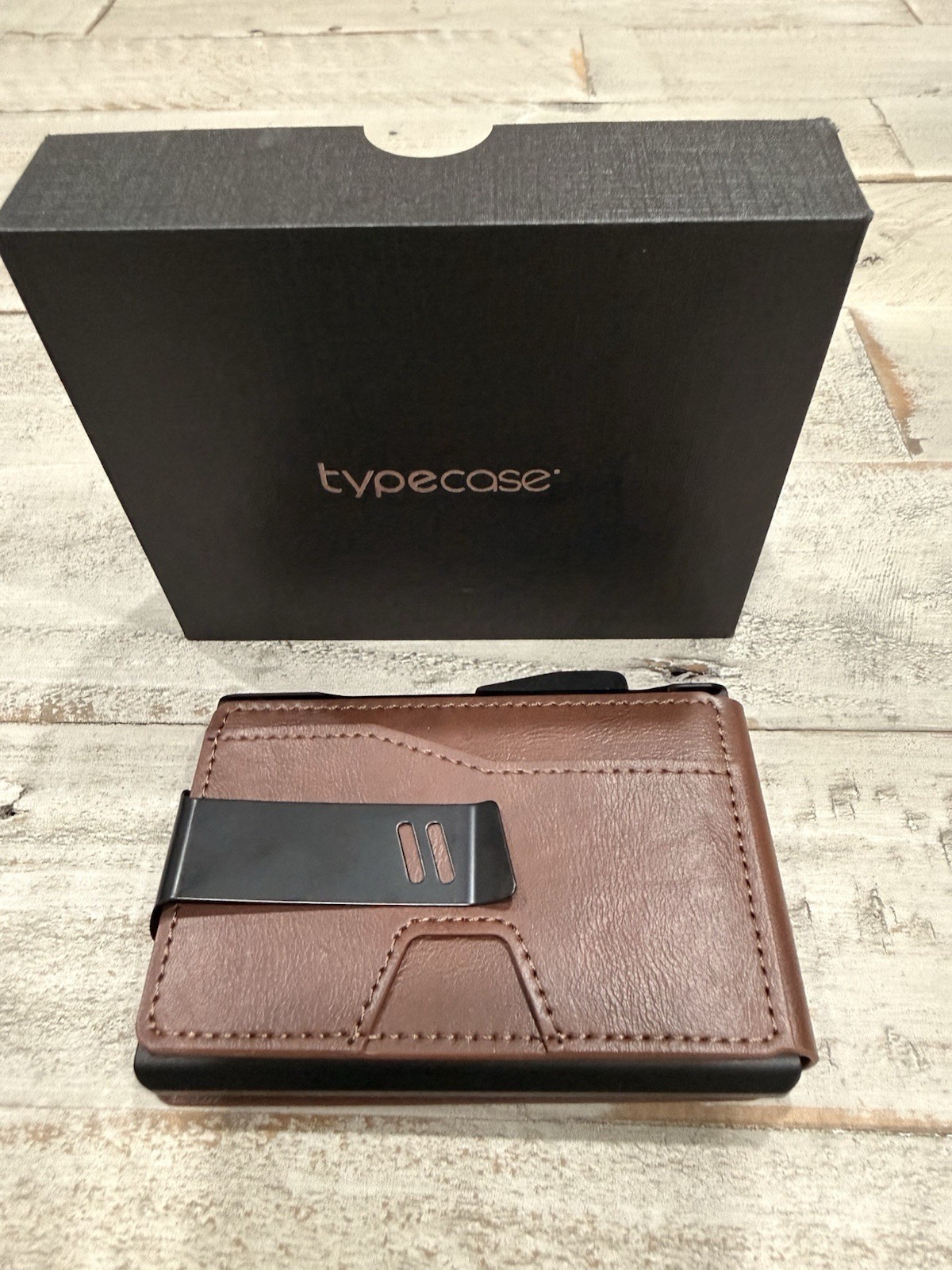 typecase Brown Slim Fold Wallet Money Clip ID Window Solid for Men