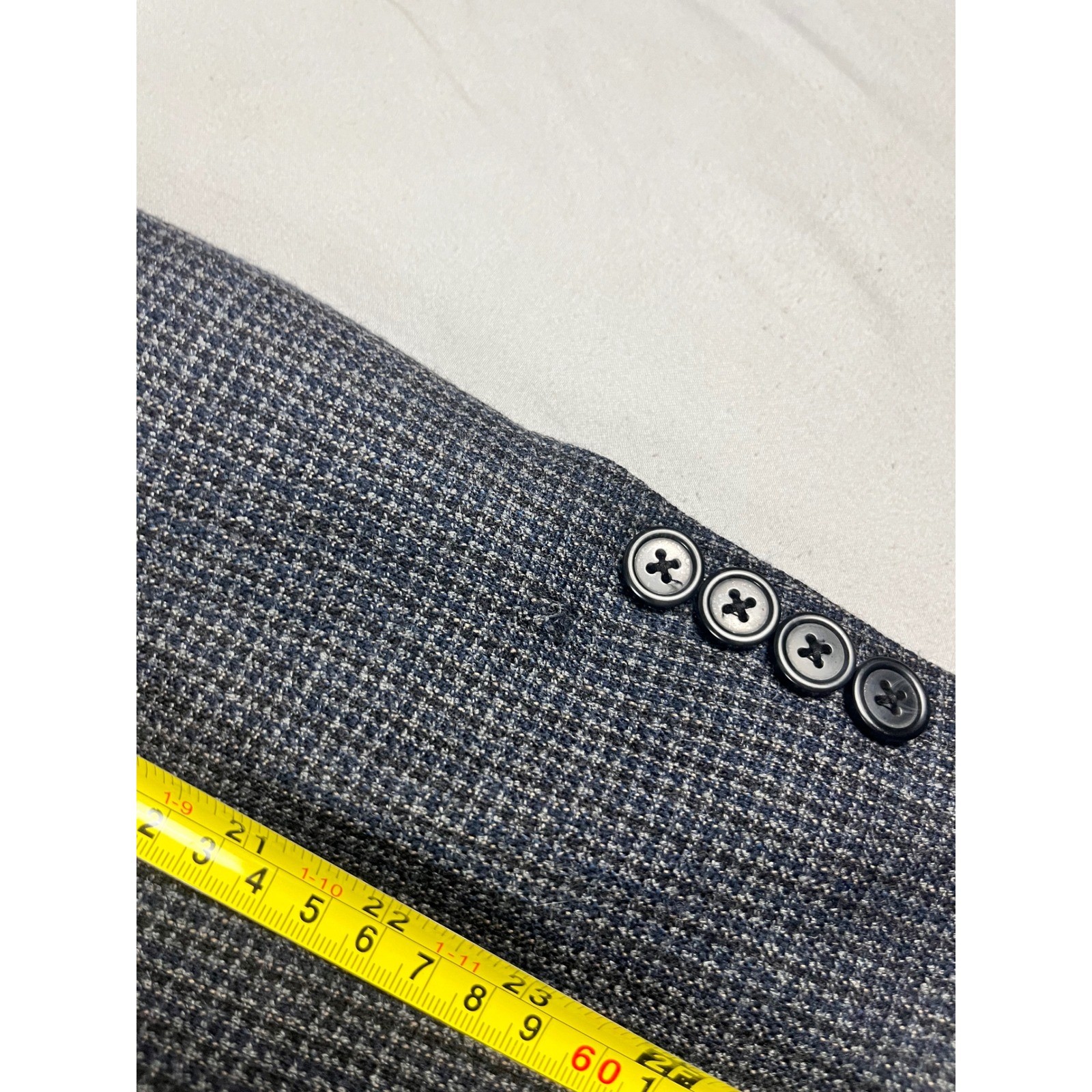 Pronto Uomo Mens 48 Long Grey 100% Lambswool Micro Check Blazer Suit Sport Coat
