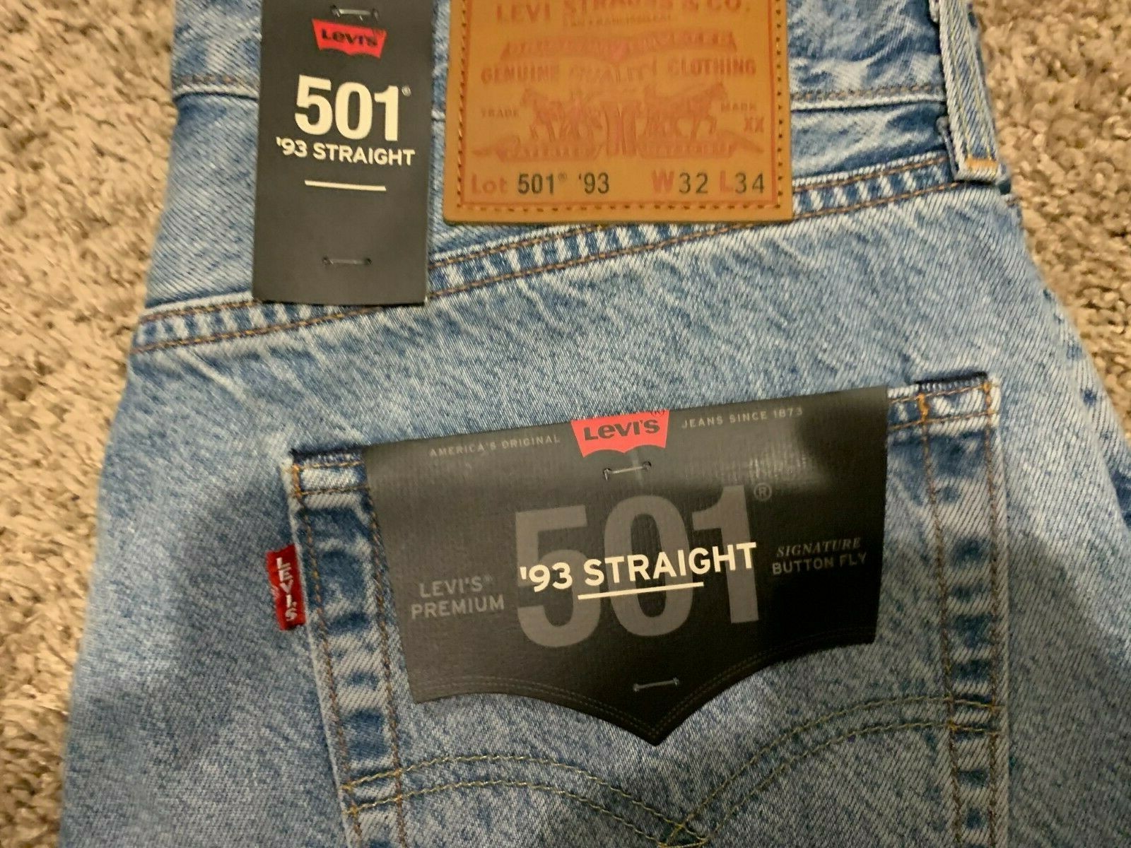 Levi’s Premium 501 ’93 Straight Jeans Young Legend Men’s 32X34 NWT RT$108 0157