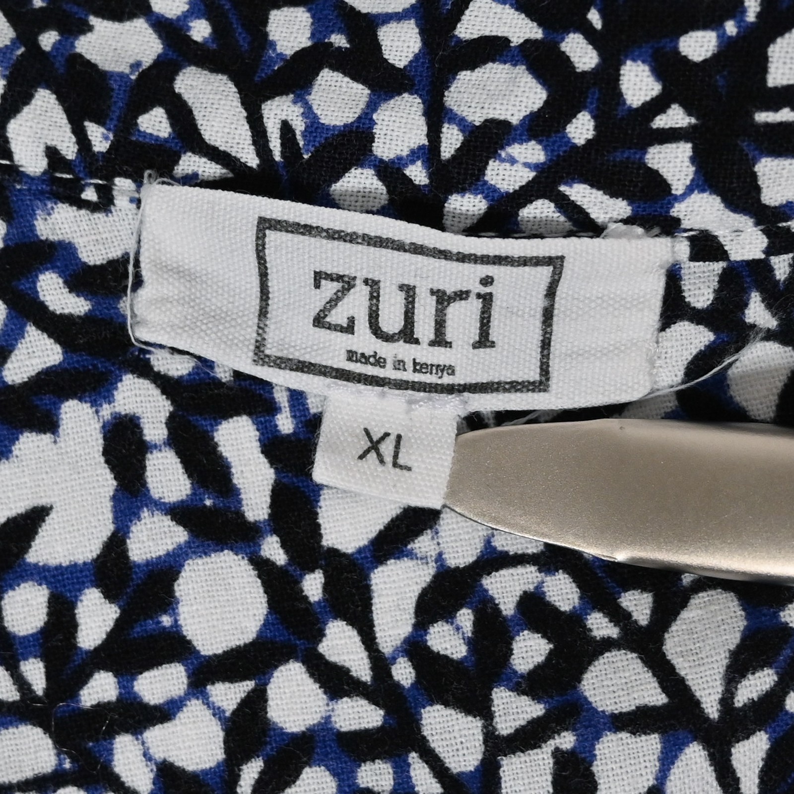 Zuri Kenya Cotton Shirt Dress XL Womens Blue World Wide Web Print