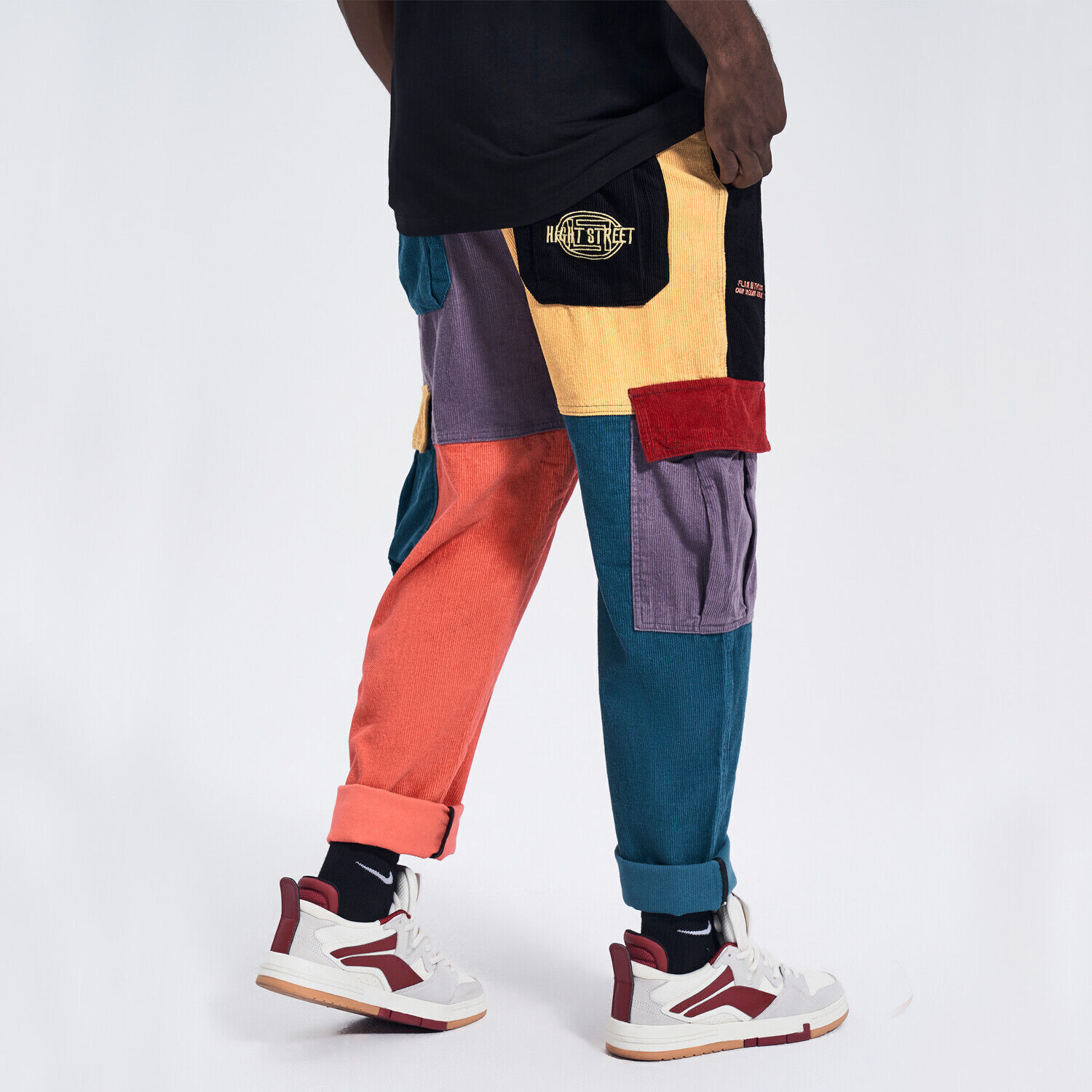 Niepce 90s Urban Hip Hop Streetwear Corduroy Pants Patchwork Casual Trousers