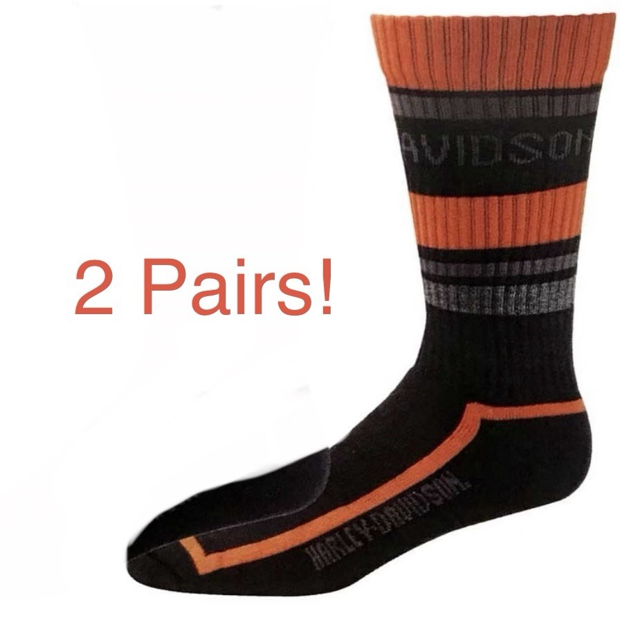 Harley Davidson Socks, Men’s Large, 2 Pair NEW! Made In USA Slightly Irregular
