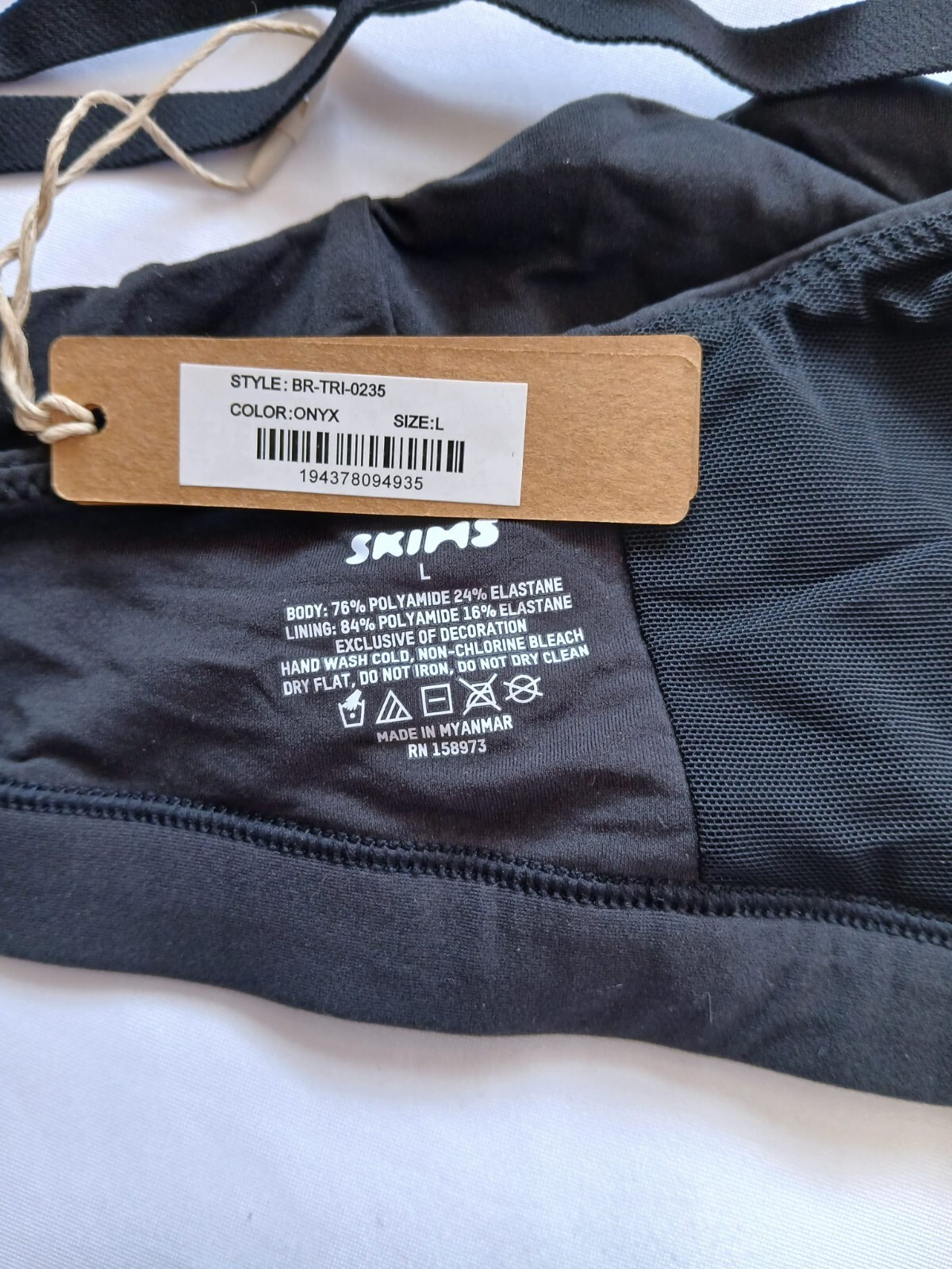 Skims Fits Everybody Cropped Bikini Top Color Onyx Style BR-TRI-0235 Size L G56
