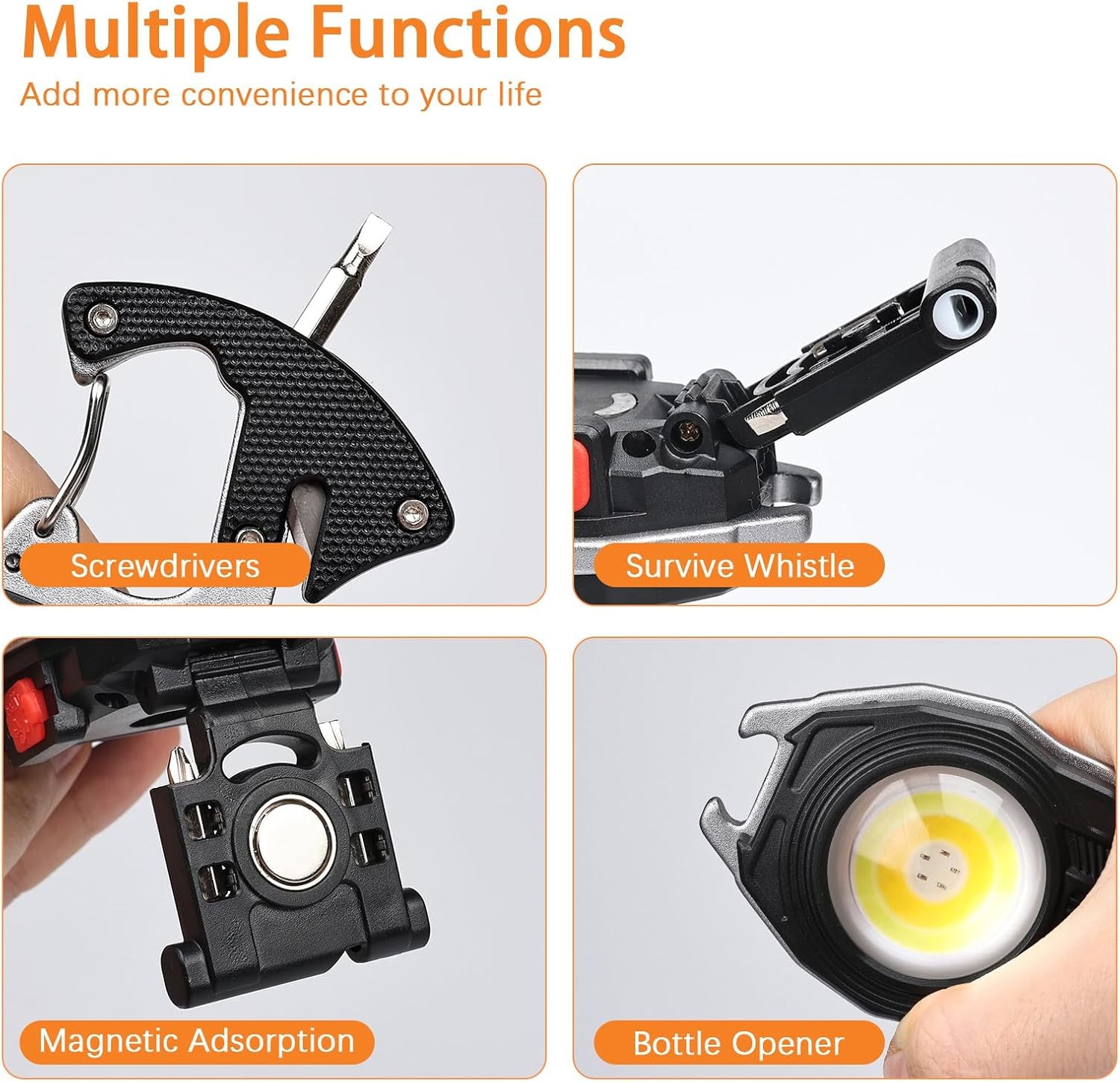 4PC Keychain Flashlight Rechargeable Cob Keychain Work Light 7 Modes High Lumen