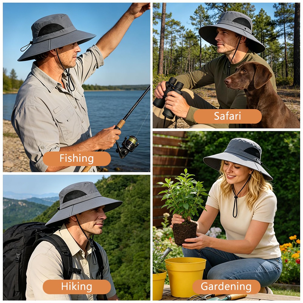 Wide Brim Sun Hat UV Protection Bucket Cap Foldable Fishing Hiking Beach Safari
