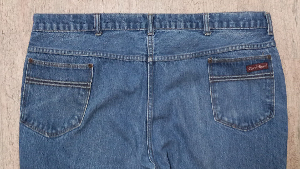 Vintage Tour De France 42 x 33 Denim Jeans Medium Wash Blue Zipper 80s 90s
