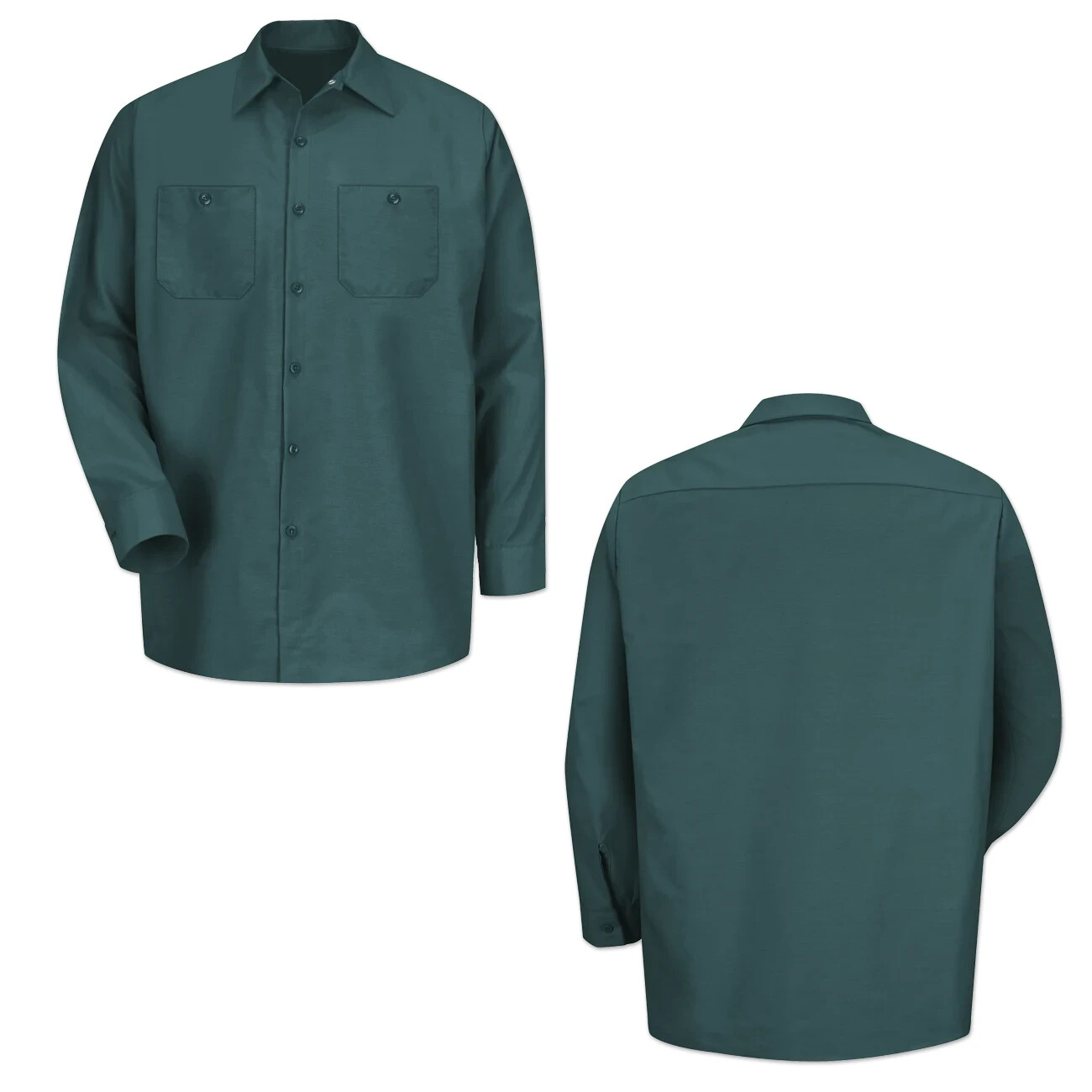 Red Kap Work Shirt Solid Color 2 Pocket Men’s Industrial Uniform Long Sleeve
