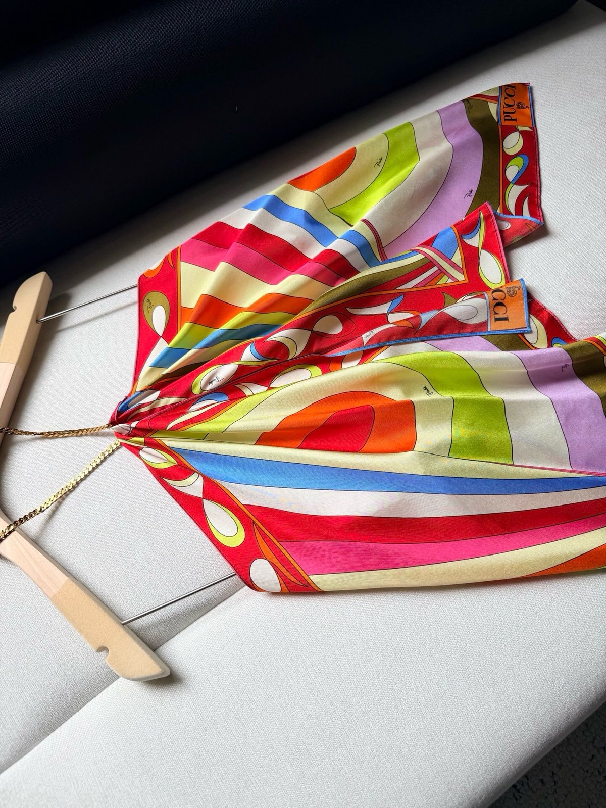 Emilio/ Pucci Rainbow Multicolor Print Halter Backless Top