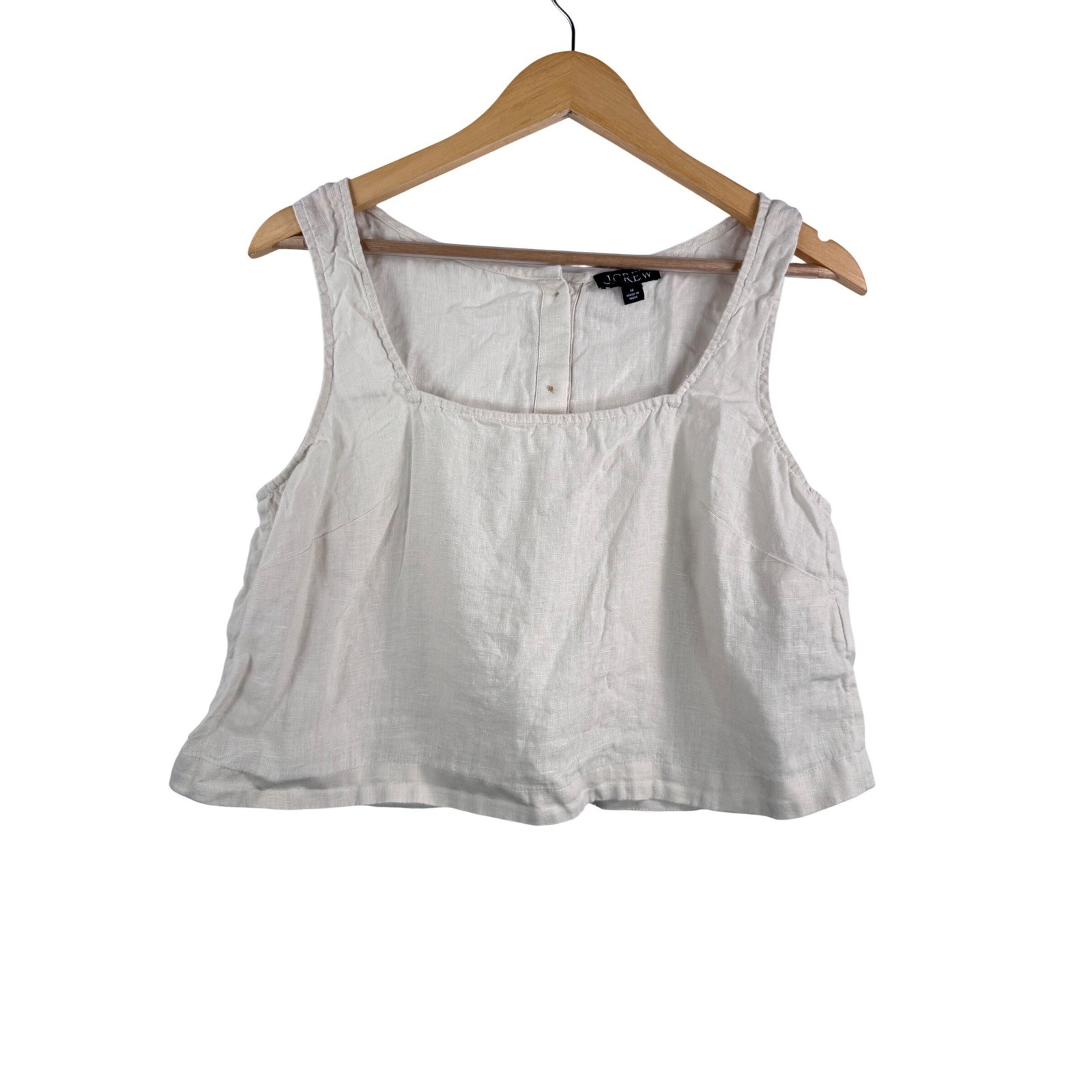 J.Crew Squareneck button-back top in linen relaxed loose money 90s sz M