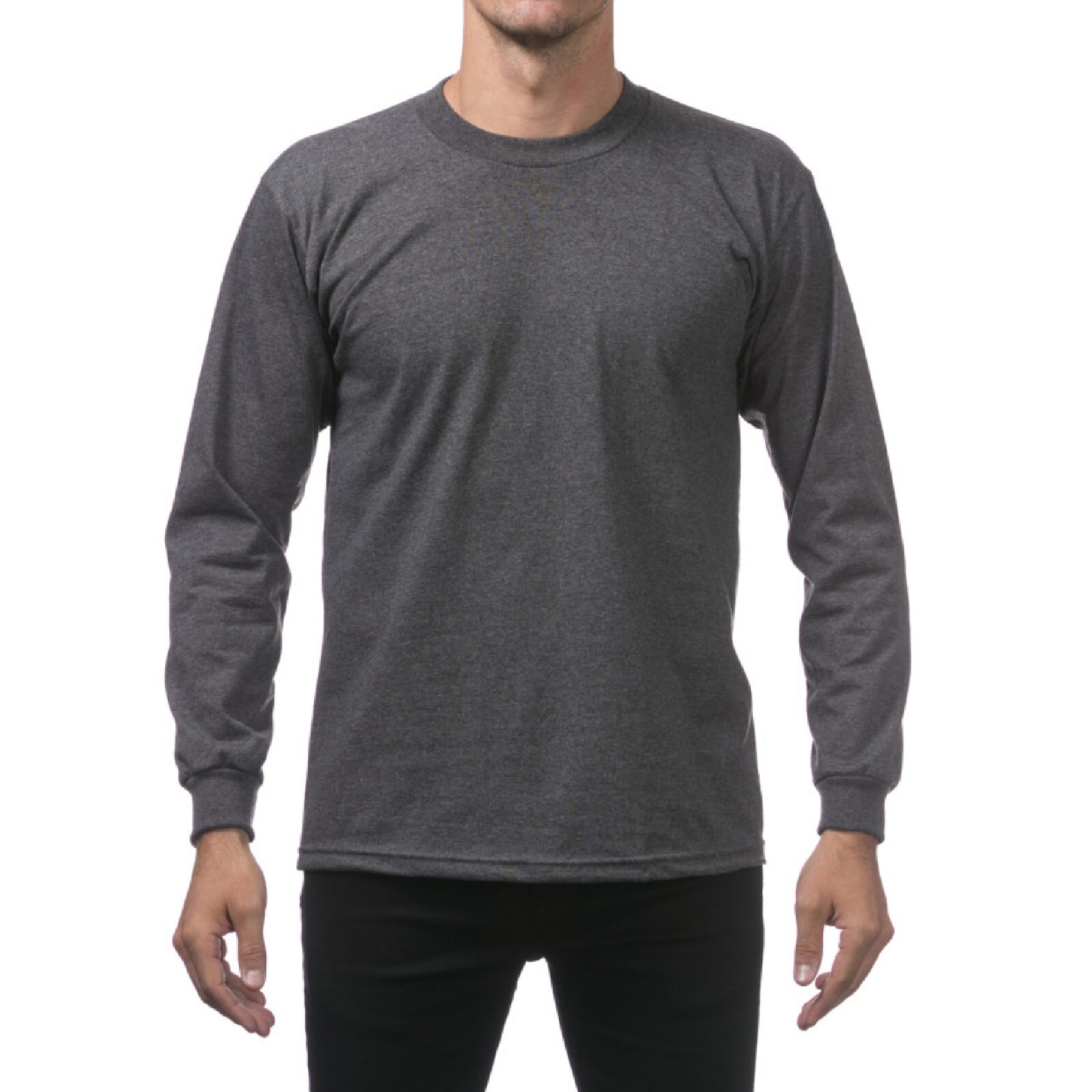 3 PACK PROCLUB MENS HEAVYWEIGHT LONG SLEEVE T SHIRTS PRO CLUB CASUAL COTTON TEE
