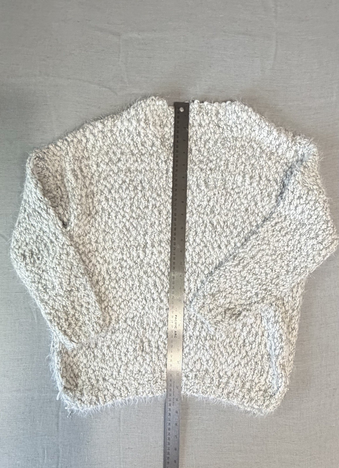 Altar’d State Gray White Marled Knit Cozy Soft Fall V-Neck Textured Sweater S/M