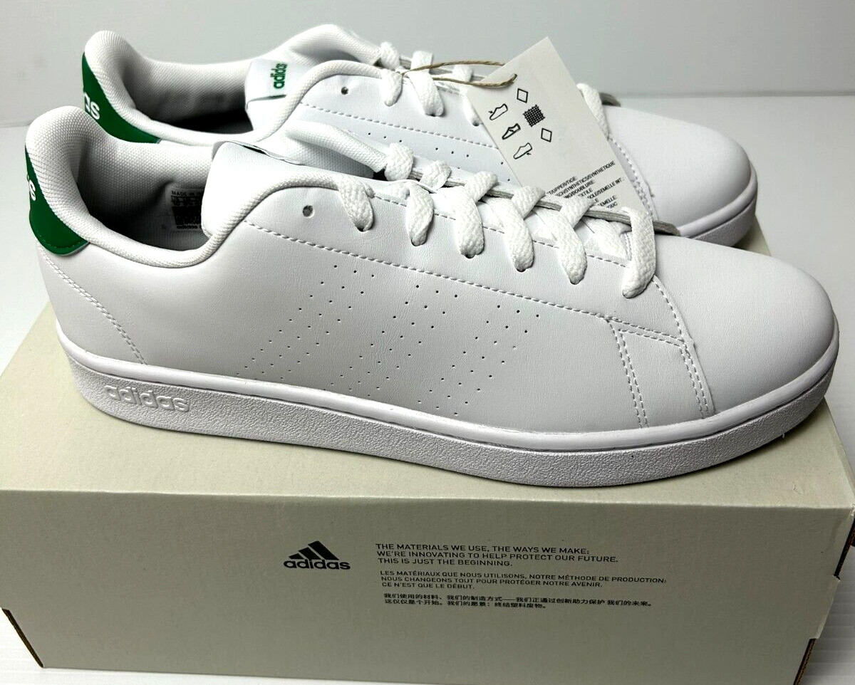 Adidas Advantage White Green Mens Size 10 Athletic Low Top Shoes GZ5300