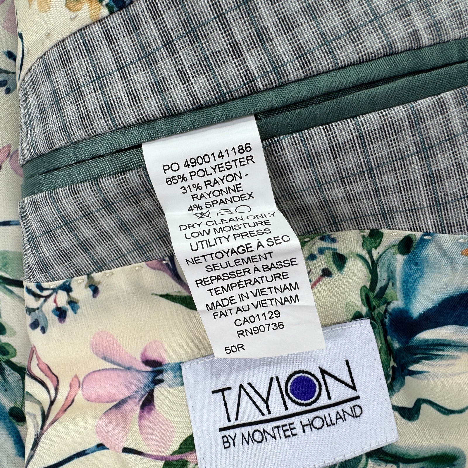 Tayion Mens Agordy Regular Fit Plaid Suit Jacket Gray Green 50R