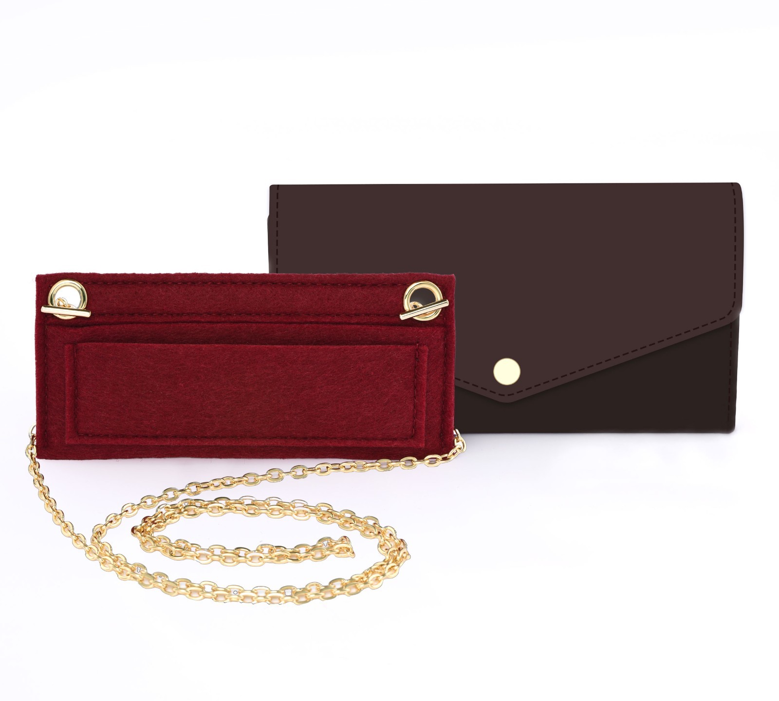 DUYP Crossbody Kit for Long Wallet (Sarah, Emilie) Felt Insert +Brass Oval Chain