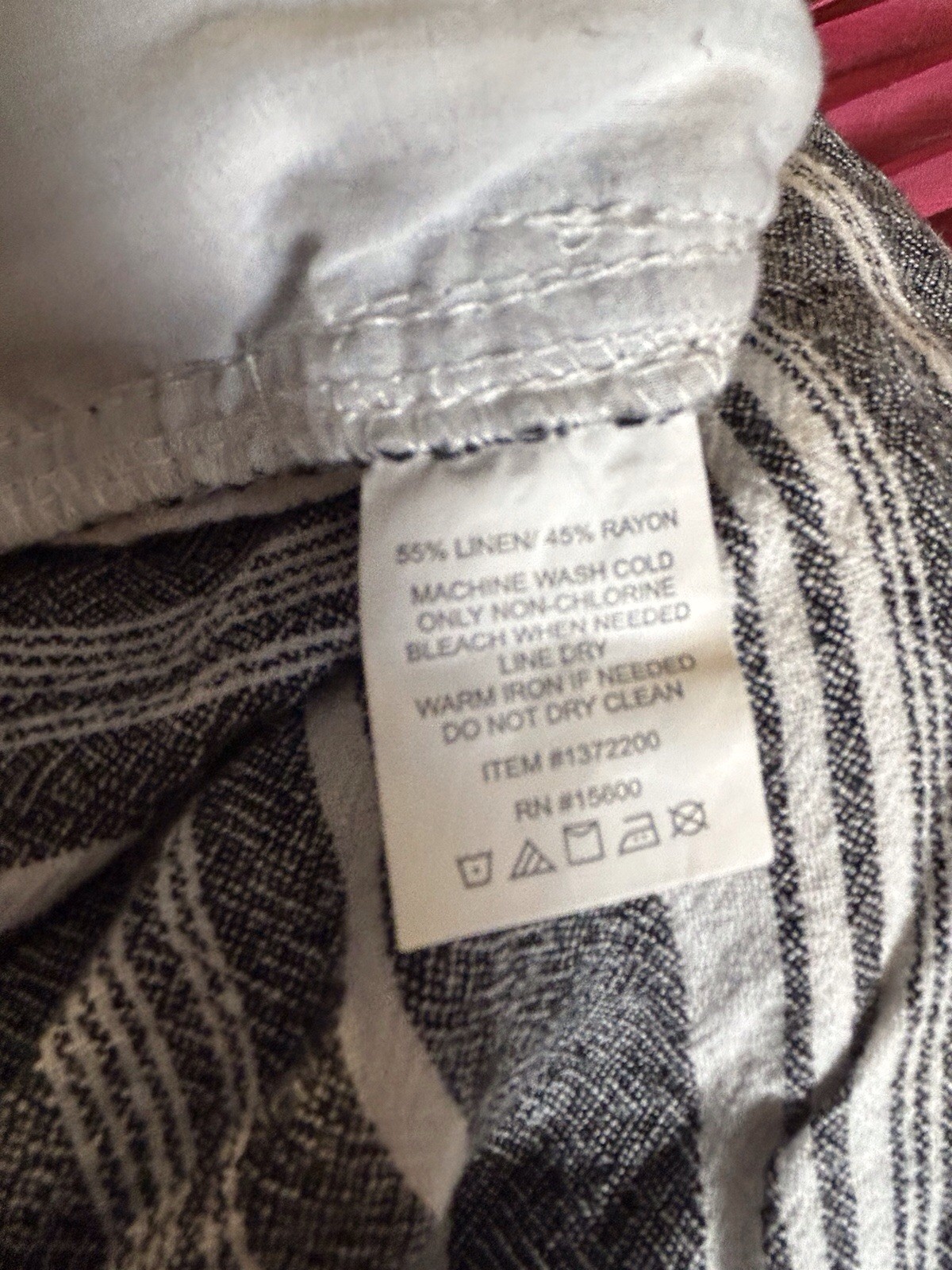 XL Linen Blend Pants Elastic Waist Black White Stripes Comfort Boho Wide Leg