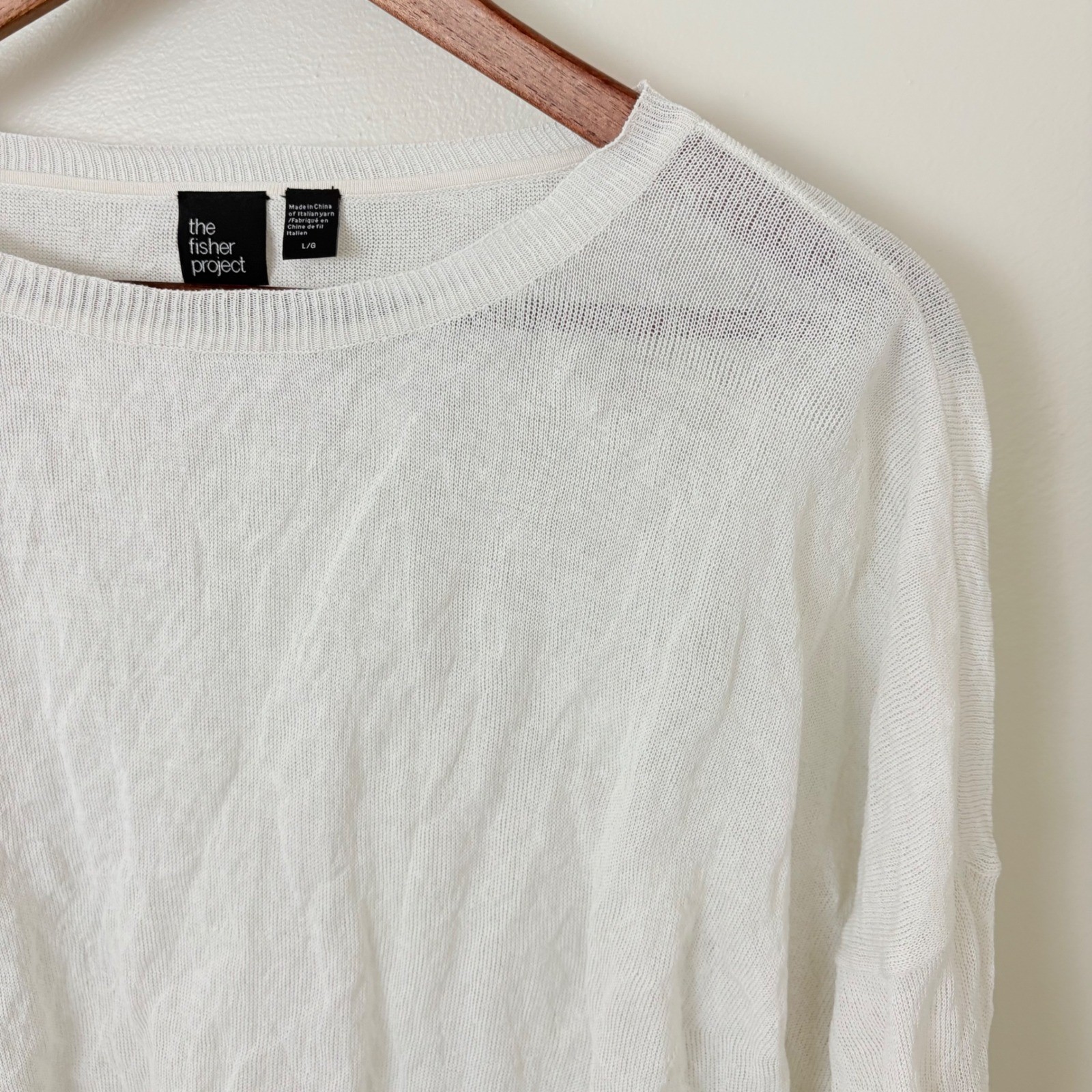 Eileen Fisher TFP Lightweight Sweater Women’s Large White Organic Cotton Knit