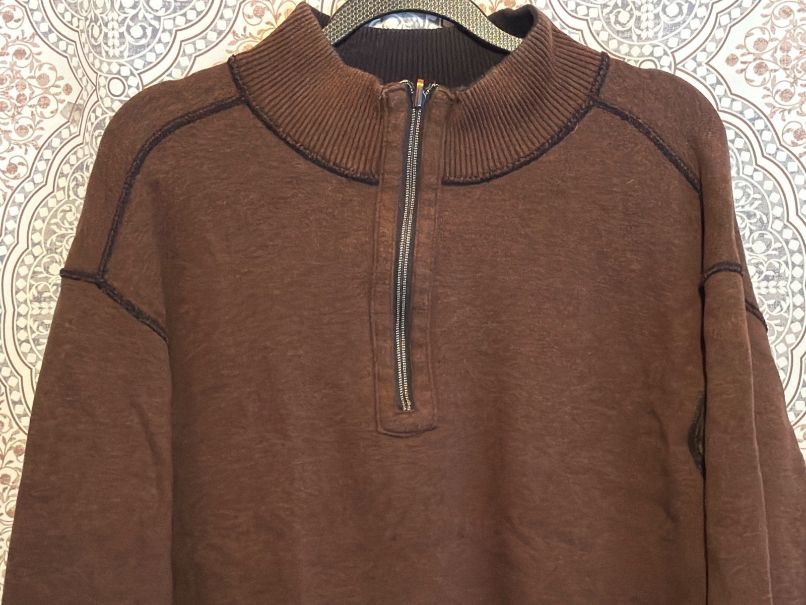Vintage Black Half-Zip Reversible Sweater Ribbed Collar & Cuffs Mens Size XL