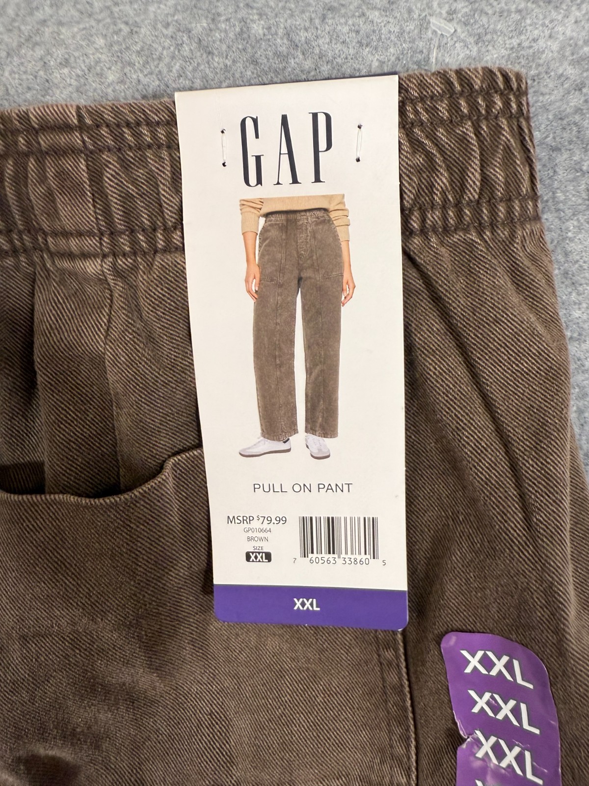 Gap Pull On Pants Womens 2XL Brown Straight Leg Elastic Waist Flat Front NWT