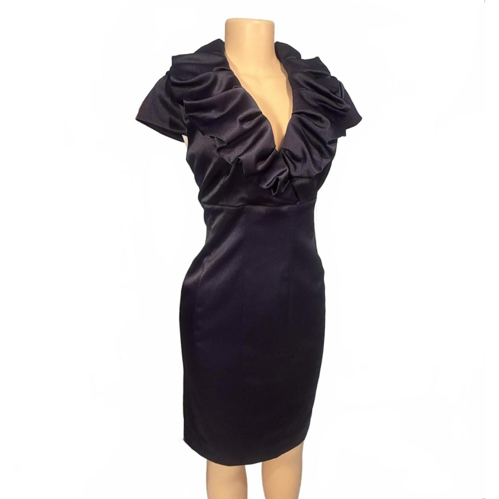 Jessica Howard V Neck Ruffle Collar Short Sleeve Sheath Dress Women’s Size 10