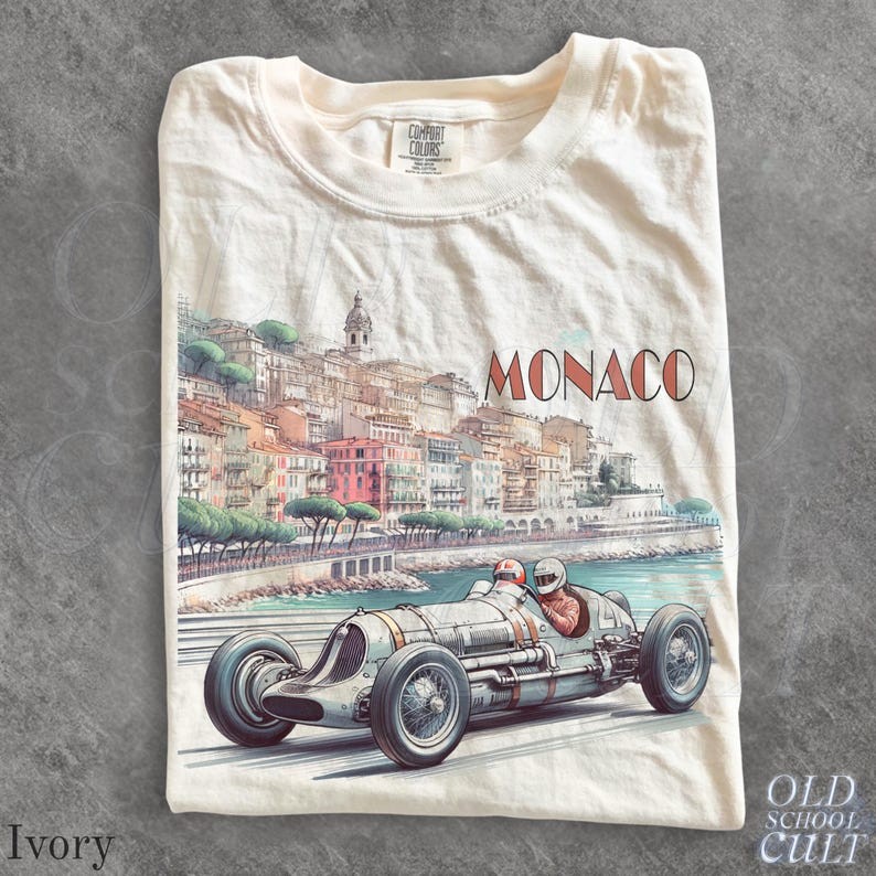 Monaco 1937 Vintage Racer Graphic T-Shirt Retro F1 Race Car Tee
