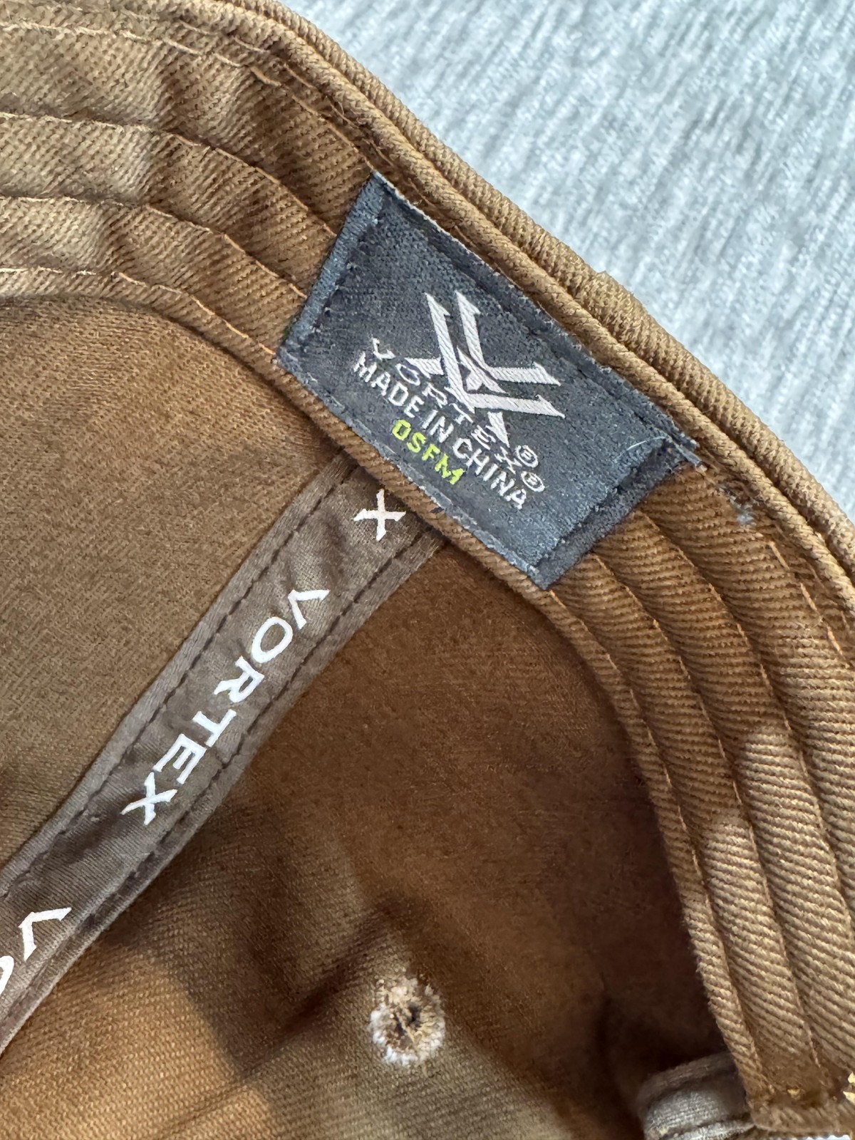 Vortex Hat Cap Snap Back One Size Brown Logo Patch Mens Optics Hunting Outdoors