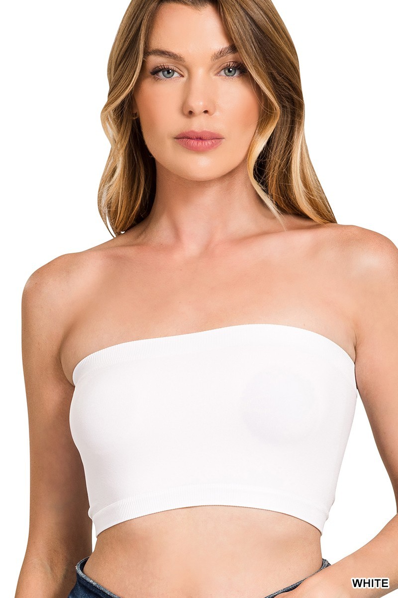 Women’s Tube Top Bra Seamless Nylon Spandex Bandeau Strapless Stretch One Size