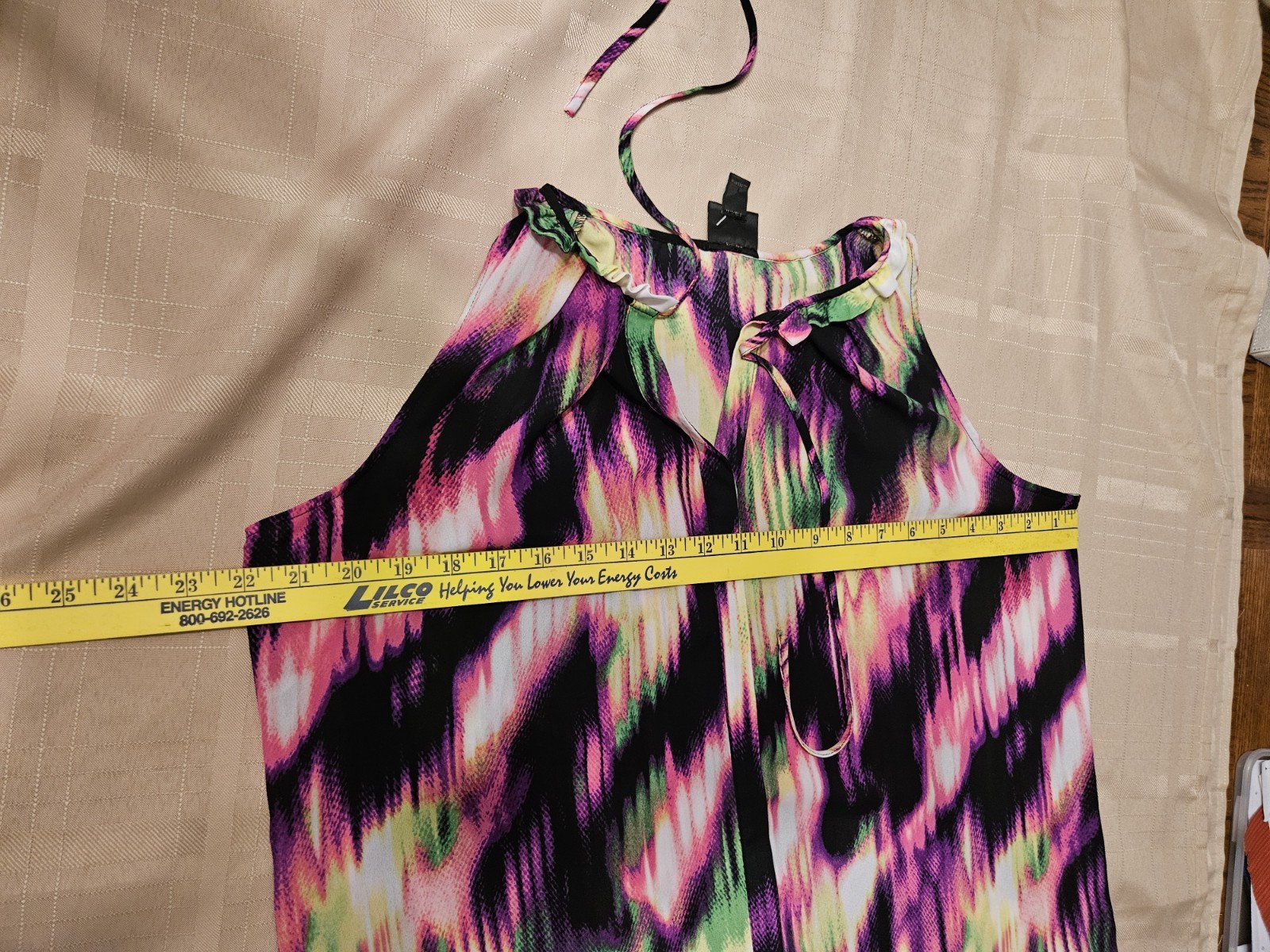 Worthington Blouse Top Womens Large Multicolor Abstract Print Pleated Round Neck
