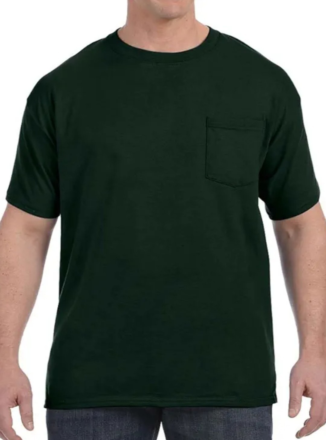 Hanes 5590 Tagless 100% Cotton T-Shirt with Pocket Deep Forest XL