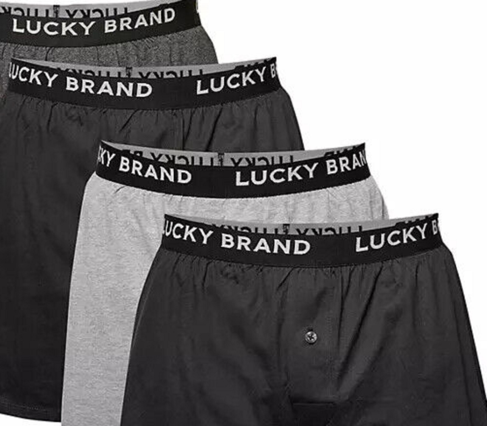 Lucky Brand Knit Boxer Shorts Cotton Assorted Black/Gray Color Underwear 4 Pack