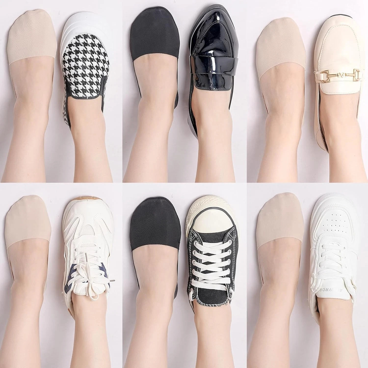 8x No Show Socks Nylon Non Slip Low Cut Invisible Liner Footies Thin Silk Socks