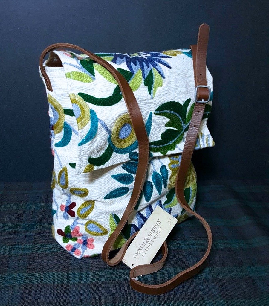 $165 RALPH LAUREN DENIM & SUPPLY CREWELWORK EMBROIDERED CROSSBODY WOMENS BAG