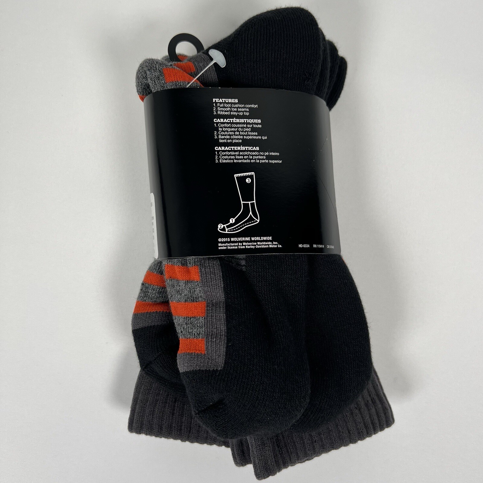 Harley Davidson Socks, Men’s Large, 2 Pair NEW! Made In USA Slightly Irregular