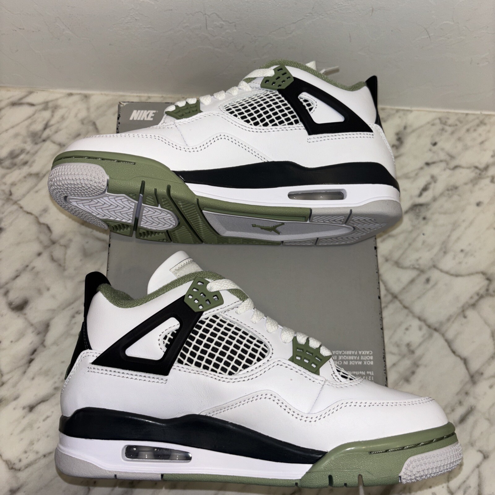 Jordan 4 Seafoam Retro 6.5 Women / Men 5 AQ9129-103 NEW Oil Green Dark Ash Grey