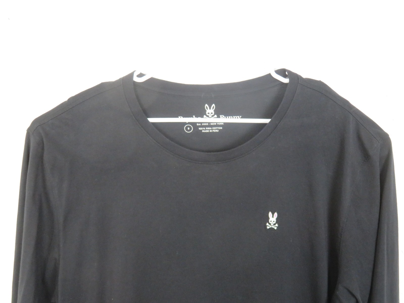 Psycho Bunny Shirt Mens 2XL 9 Black Long Sleeve Pima Cotton Logo Skull Casual